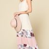 Tropical Print Color Block Rayon Maxi Dress
