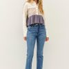 Colorblock Tiered Cotton Blend Top Ruffle Flare Long