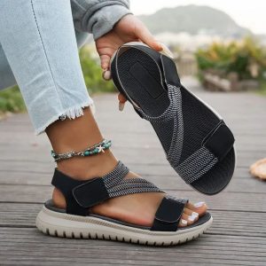 Best Seller-last Day Sale 50 Offwomens Beige Elastic Strap Comfort Sandals